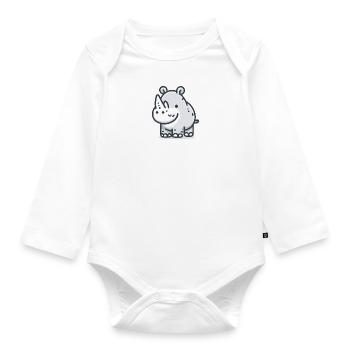 Friendly Stickman Rhino - Charme fantaisiste - Body Bébé bio manches longues - blanc - Devant