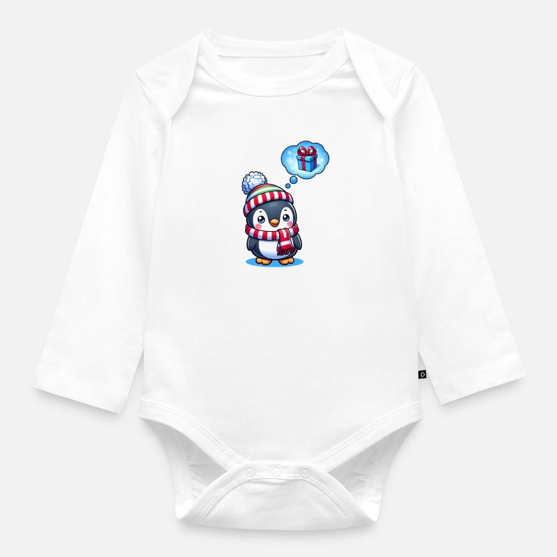 Idée cadeau pour Noël - Body Bébé bio manches longues - blanc