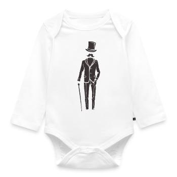Gentleman in a suit - Organic Longsleeve Baby Bodysuit - white - Front