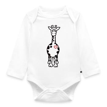 Giraffe mit Herz gewaltfreie Kommunikation - Baby Bio-Langarm-Body - Weiß - Vorne