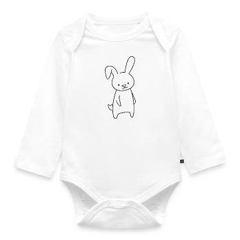 Waldtiere Süßes Kaninchen Lustiges Nagetier - Baby Bio-Langarm-Body - Weiß - Vorne