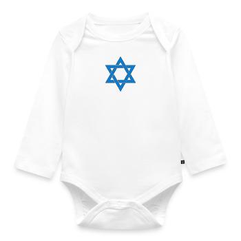 Israel Star Star of David Hexagram Judaism Symbol - Organic Longsleeve Baby Bodysuit - white - Front