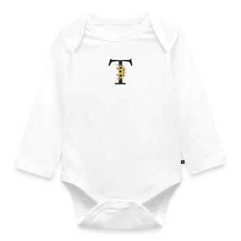 T Monogramm Sonnenblumen - Baby Bio-Langarm-Body - Weiß - Vorne