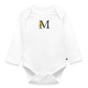 M Monogramm Sonnenblumen - Baby Bio-Langarm-Body - Weiß - Vorne