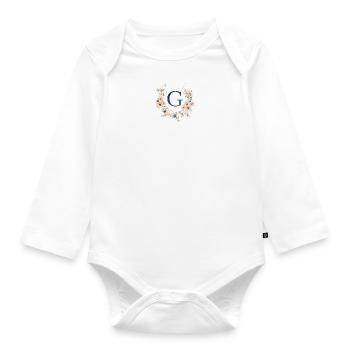 G Monogram, Floral, Boho - Organic Longsleeve Baby Bodysuit - white - Front