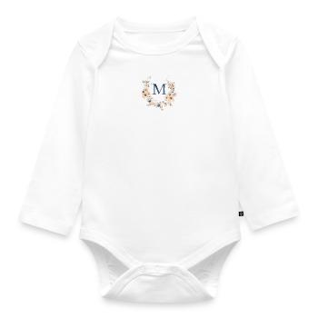 M Monogram, Floral, Boho - Organic Longsleeve Baby Bodysuit - white - Front