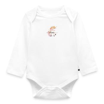 Anne! Design fleur de licorne, personnalisable - Body Bébé bio manches longues - blanc - Devant