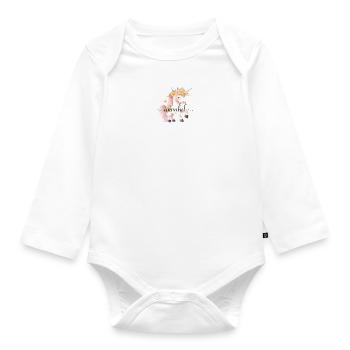 Annabel! Einhorn-Blumen Design, personalisierbar - Baby Bio-Langarm-Body - Weiß - Vorne
