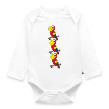papagei drillinge - Baby Bio-Langarm-Body - Weiß - Vorne