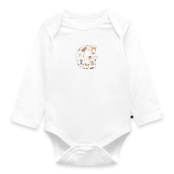 Buchstabe G, Monogramm, Tiermuster - Baby Bio-Langarm-Body - Weiß - Vorne