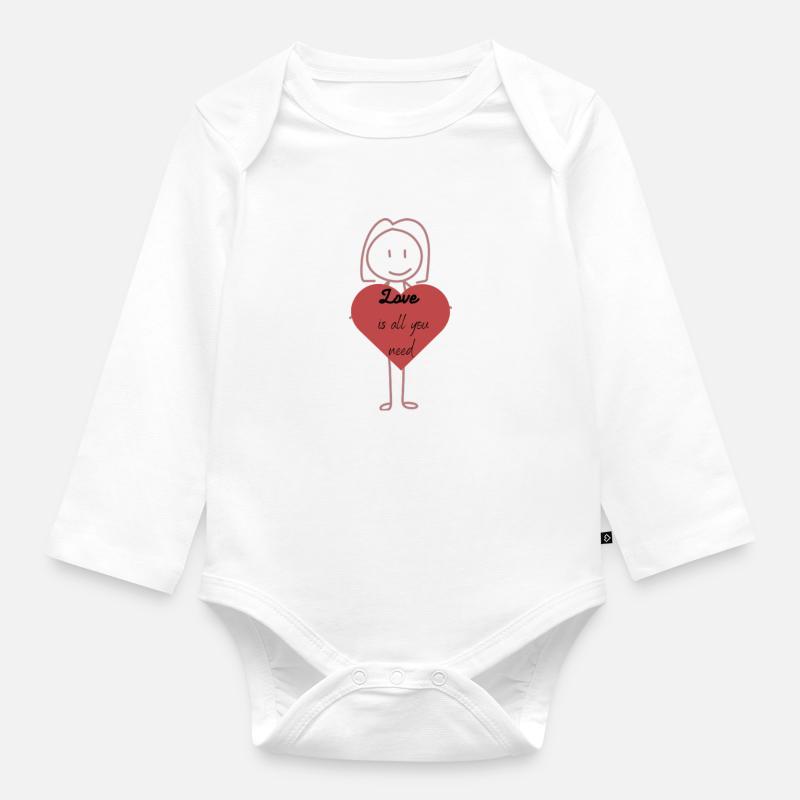 Figur mit Herz - Baby Bio-Langarm-Body - Weiß
