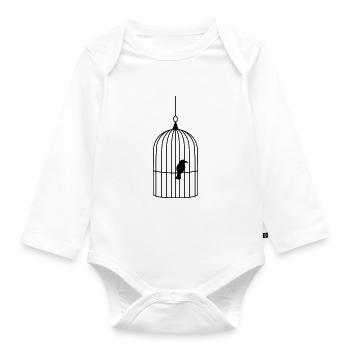 vogelkaefig2 - Organic Longsleeve Baby Bodysuit - white - Front