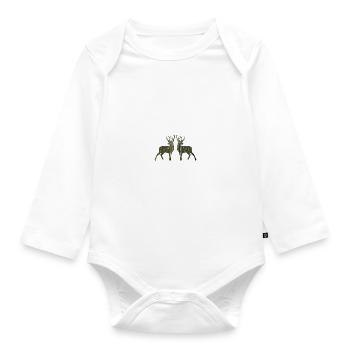 Collage deer "Deer in the Mirror" - Organic Longsleeve Baby Bodysuit - white - Front