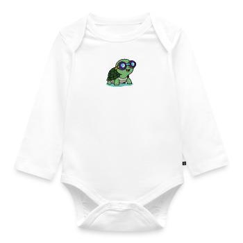 Baby Schildkröte Kröte Schwimmbrille Schwimmen - Baby Bio-Langarm-Body - Weiß - Vorne