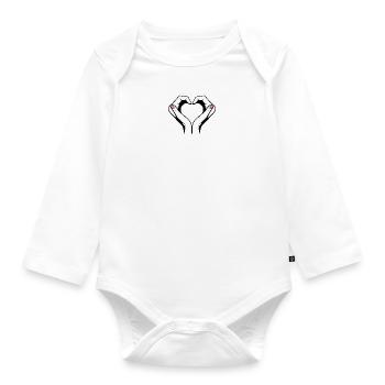 Handzeichen Hand Herz Liebe Zeichen Regenbogen - Baby Bio-Langarm-Body - Weiß - Vorne