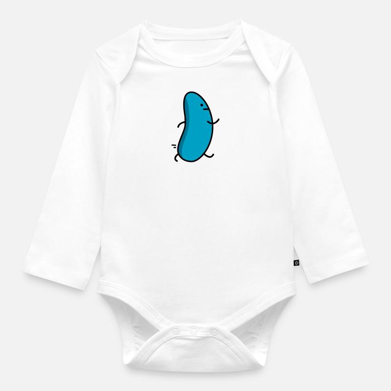 funny blue bean - Organic Longsleeve Baby Bodysuit - white