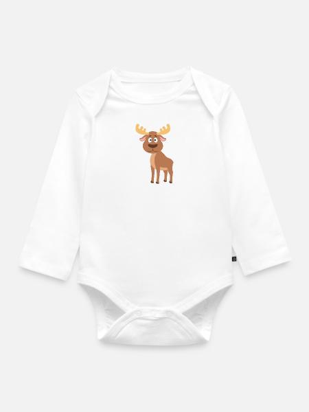 Elch - Baby Bio-Langarm-Body - Weiß