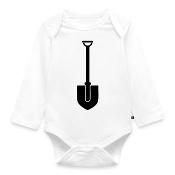 Shovel icon silhouette - Organic Longsleeve Baby Bodysuit - white - Front