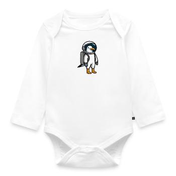 Comic Möwe Beruf Astronaut im Weltall Raumanzug - Baby Bio-Langarm-Body - Weiß - Vorne