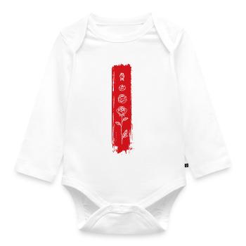 Vertikale Rosen-Pinselkunst - Baby Bio-Langarm-Body - Weiß - Vorne