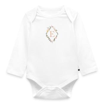 E Monogramm , Floral, Boho - Baby Bio-Langarm-Body - Weiß - Vorne