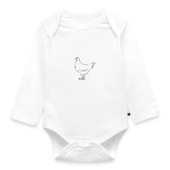 Henne. Huhn. Roter Kamm - Baby Bio-Langarm-Body - Weiß - Vorne