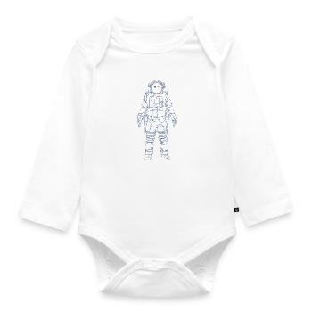 Astronaut mit Wink Gesicht - Zeichnung - Baby Bio-Langarm-Body - Weiß - Vorne
