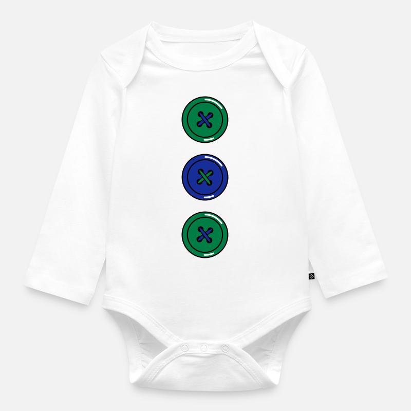 Boutons - Body Bébé bio manches longues - blanc