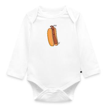 Lustige Wurst chillt - Baby Bio-Langarm-Body - Weiß - Vorne