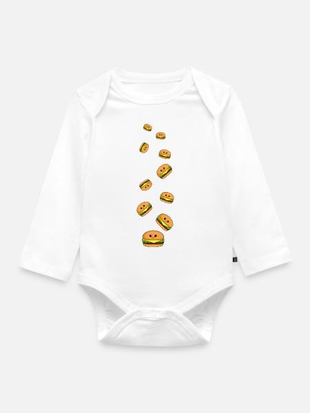 Burger Comic - Baby Bio-Langarm-Body - Weiß