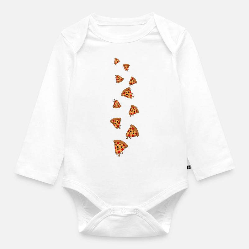 Pizza Comic - Baby Bio-Langarm-Body - Weiß