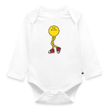 Muss Mal auf Toilette lustige Grafik Geschenk - Baby Bio-Langarm-Body - Weiß - Vorne