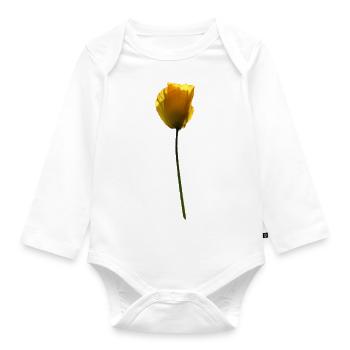yellow poppy poppy - Organic Longsleeve Baby Bodysuit - white - Front