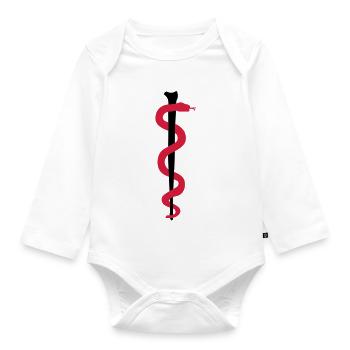 Rod of Asclepius - Organic Longsleeve Baby Bodysuit - white - Front