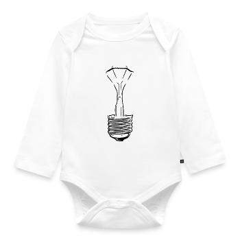 Lampe mit defektem Glaskolben - Baby Bio-Langarm-Body - Weiß - Vorne