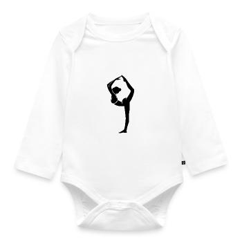 Kunstvolle Yogapose Dehnung mit Leichtigkeit - Baby Bio-Langarm-Body - Weiß - Vorne