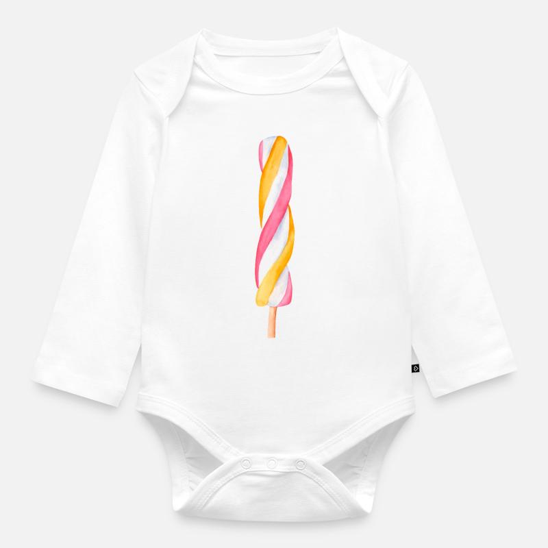 Glace multicolore - Body Bébé bio manches longues - blanc