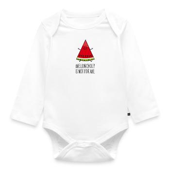 Drôle d’optimisme melon - Body Bébé bio manches longues - blanc - Devant