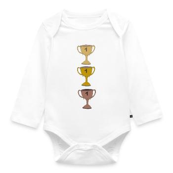 Elegant Winner's Cup Illustration - Organic Longsleeve Baby Bodysuit - white - Front