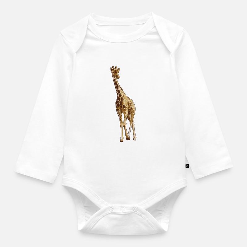 girafe - Body Bébé bio manches longues - blanc