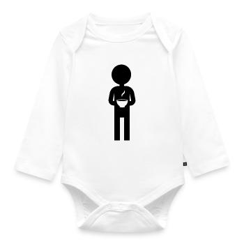 Kaffee Trinken - Baby Bio-Langarm-Body - Weiß - Vorne