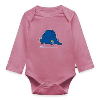 Der Elefant - schlafend - Baby Bio-Langarm-Body - Mauve - Vorne