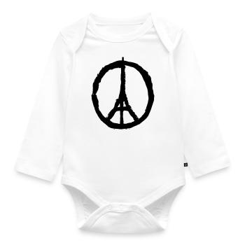 Bete für Paris - Baby Bio-Langarm-Body - Weiß - Vorne