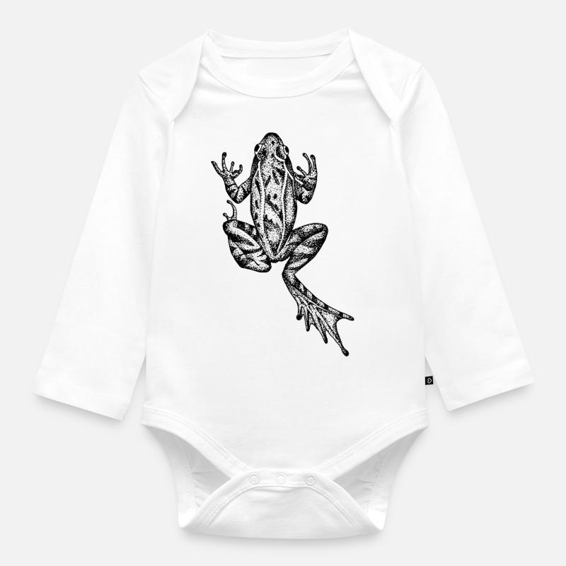 grenouille - Body Bébé bio manches longues - blanc