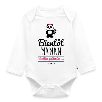 Bientôt maman, future mère, Grossesse - Body Bébé bio manches longues - blanc - Devant
