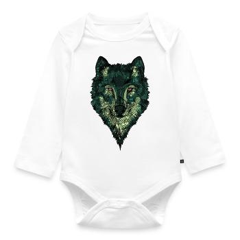 Wolf - Organic Longsleeve Baby Bodysuit - white - Front