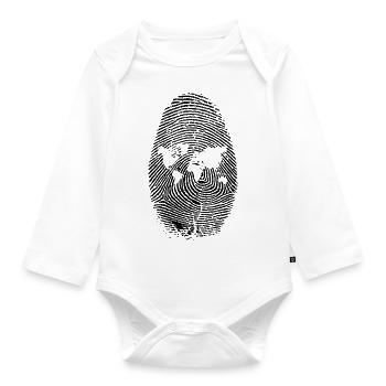 Fingerprint with all continents - Organic Longsleeve Baby Bodysuit - white - Front
