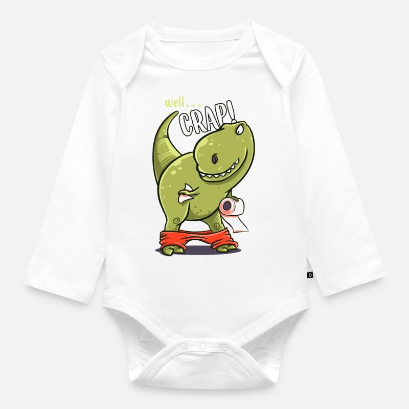 toilettes Dinosaur drôle de naissance cadeau T-Rex - Body Bébé bio manches longues - blanc
