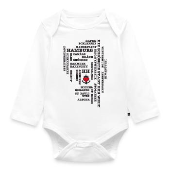 Hamburg concepts / heart on anchor / Text Black - Organic Longsleeve Baby Bodysuit - white - Front