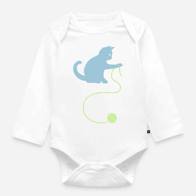 Katze - Baby Bio-Langarm-Body - Weiß